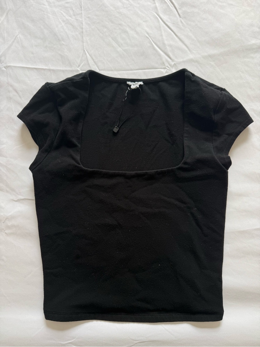 Garage Black Square Neck Cap Sleeve Cropped Top Size Small